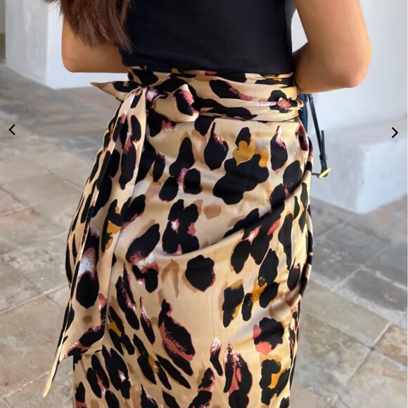Never Fully Dressed Brown Leopard Jaspre Wrap Skirt - S - Picture 3 of 10